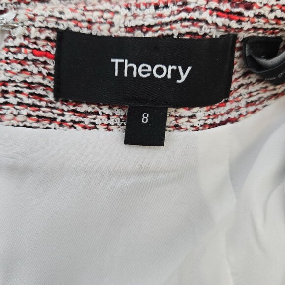 Theory Fancy Tweed Mod Belted Mini Shift Dress Size 8 - Picture 3 of 7